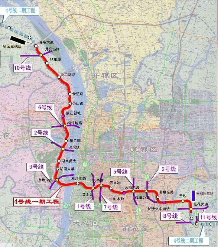 长沙地铁4号线线路图最新详解